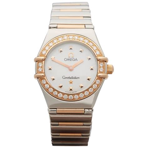 omega watch for her|ladies omega constellation diamond bezel.